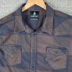 Kryptek Mens 3XL Plaid Flannel Snap Button Western Shirt Brown Black Check‎
